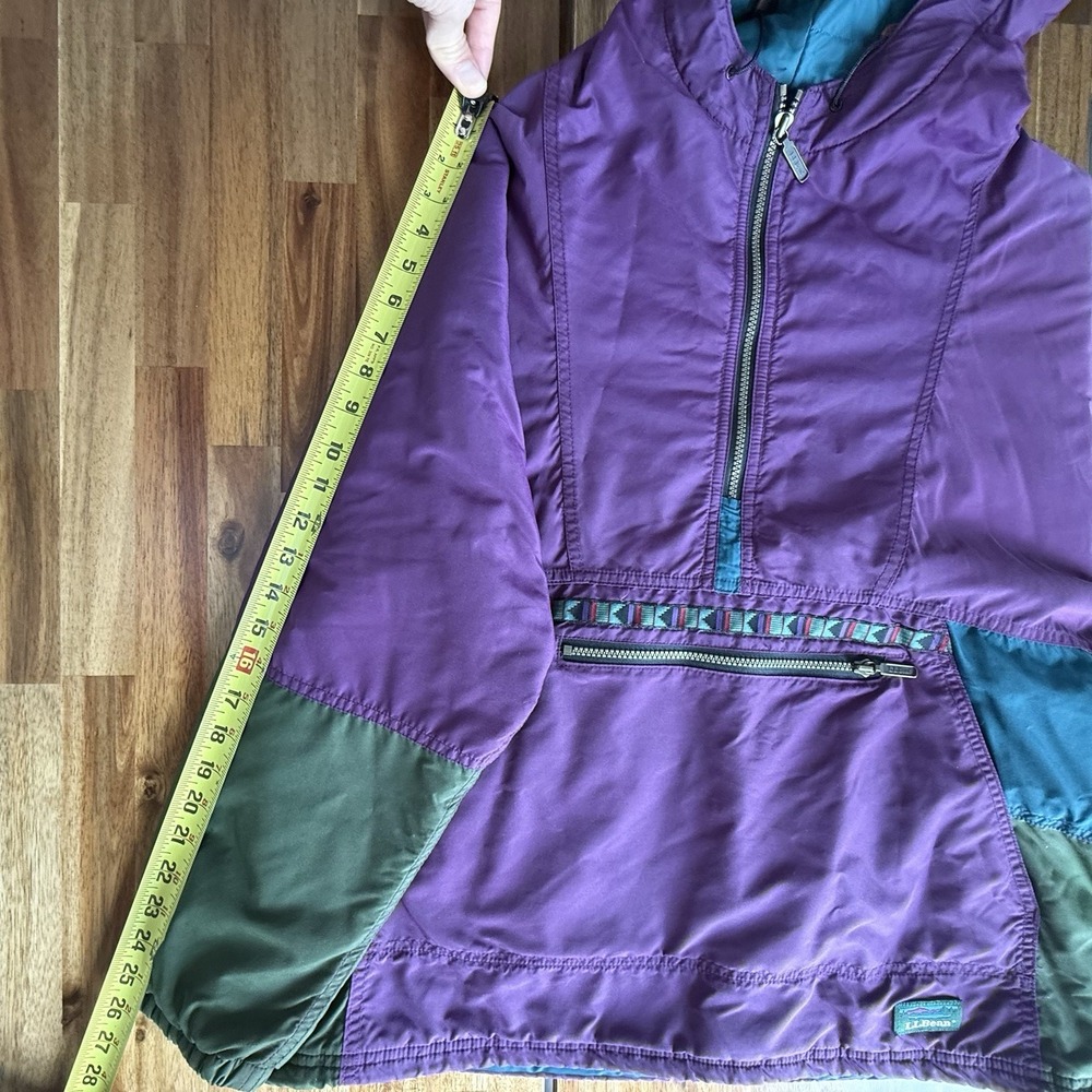 VTG 90s Womens Large LL Bean Pullover Aztec Hooded Anorak Windbreaker Jacket USA - Picture 13 of 16